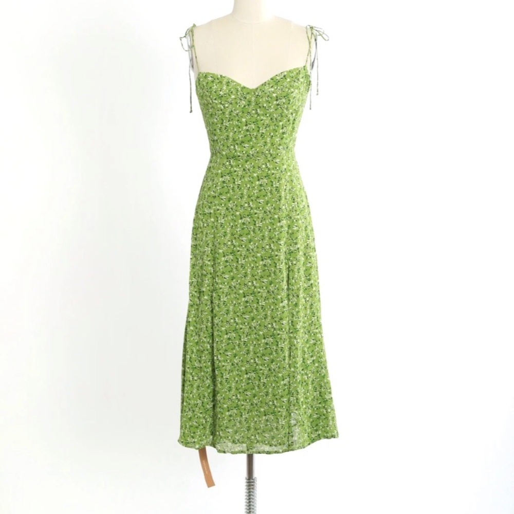 NWT Reformation Juliette Green Floral Midi Dress
